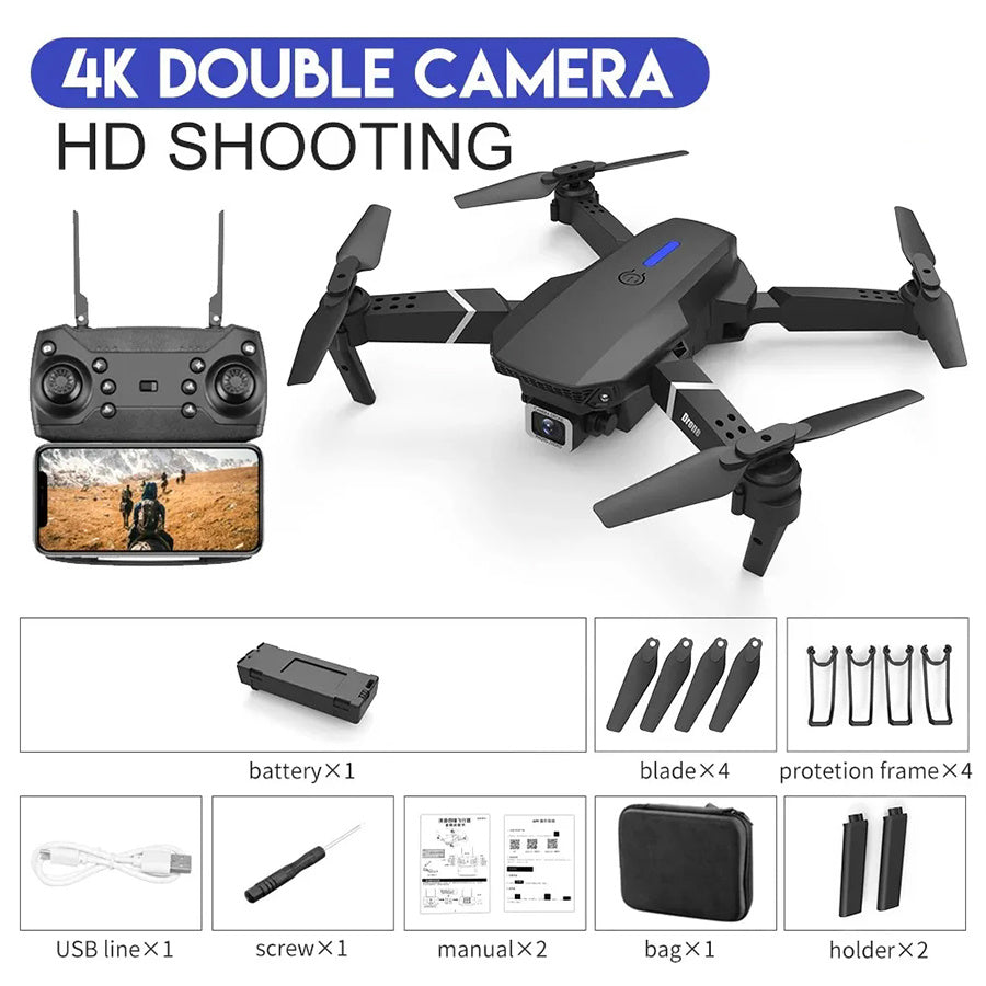 E88 Pro WiFi FPV Drohne Weitwinkel 4K 1080P Kamera Faltbarer Quadcopter